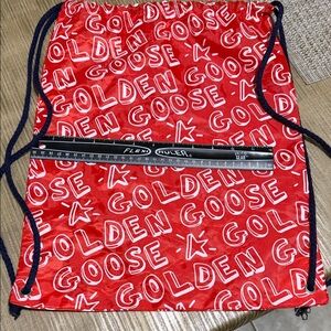 Golden Goose Red and White Graphic Backpack